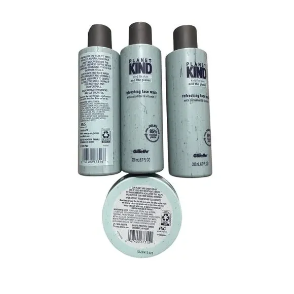 Planet Kind by Gillette Face Wash 6.7 oz x3 + Protective Shave Cream Bundle NWT - Picture 2 of 3